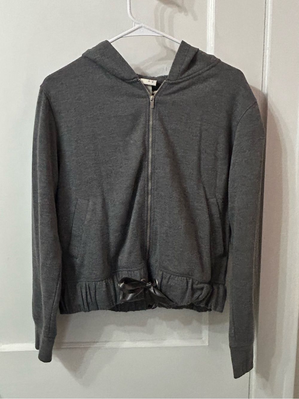 Women's Gray Zip-Front Hooded Sweatshirt